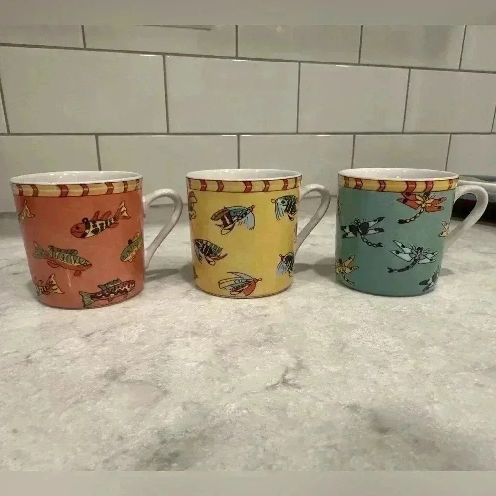 Set of three "Splash" by Siddhia Hutchinson Espresso cups mugs